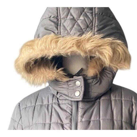 Totes Puffer Coat Weather Stoppers Women M Gray Faux Fur Hood Parka Jacket - Picture 6 of 16